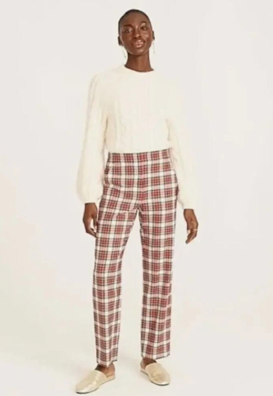J. Crew Pull-on Straight-leg Bi-stretch Wool Pant in Snowy Stewart Tartan Size 4